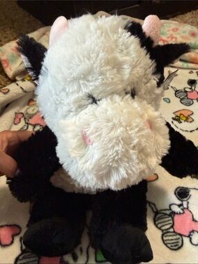 Kellytoy Black & White Cow Plush with Pink Nose